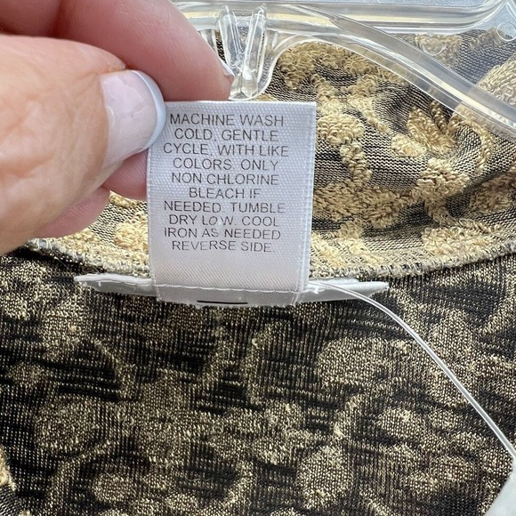 Vintage DVF Diane Von Furstenberg Color Authority Gold Velvet Burnout Shirt M - Picture 6 of 13